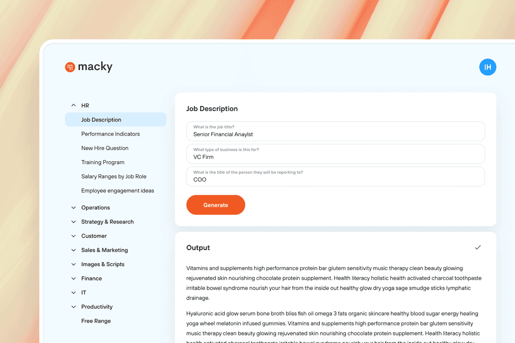 Macky AI — design detail